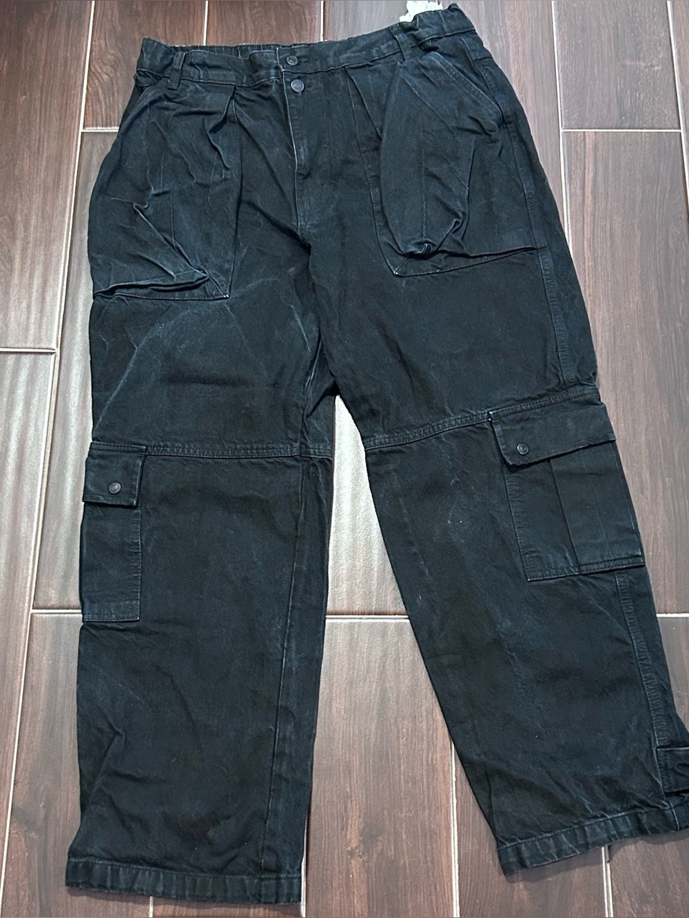 We the Free Jeans Free People Womens 30 Marx Slouchy Denim Cargo Black Boho